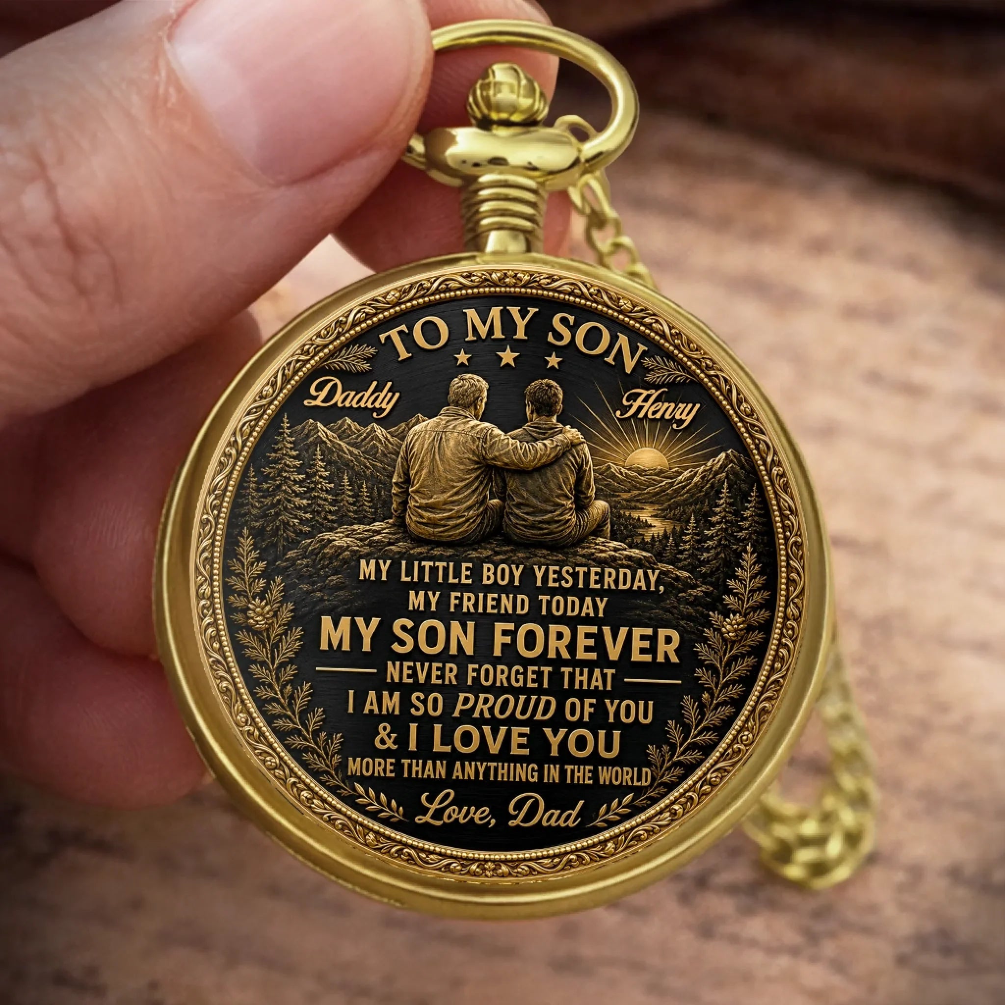 Custom Pocket Watch - Personalized Birthday Gifts For Son - Forever My Son And Best Friend