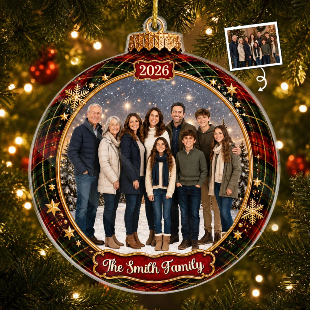 Custom Photo Acrylic Ornament - Personalized Christmas Birthday Gifts For Mom, Dad, Brother, Sister - Love Makes A Family Whole