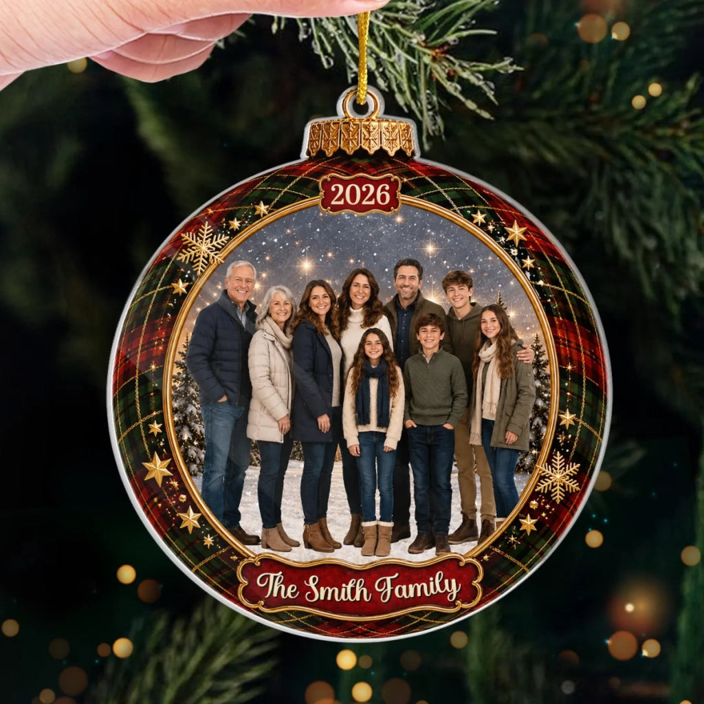 Custom Photo Acrylic Ornament - Personalized Christmas Birthday Gifts For Mom, Dad, Brother, Sister - Love Makes A Family Whole