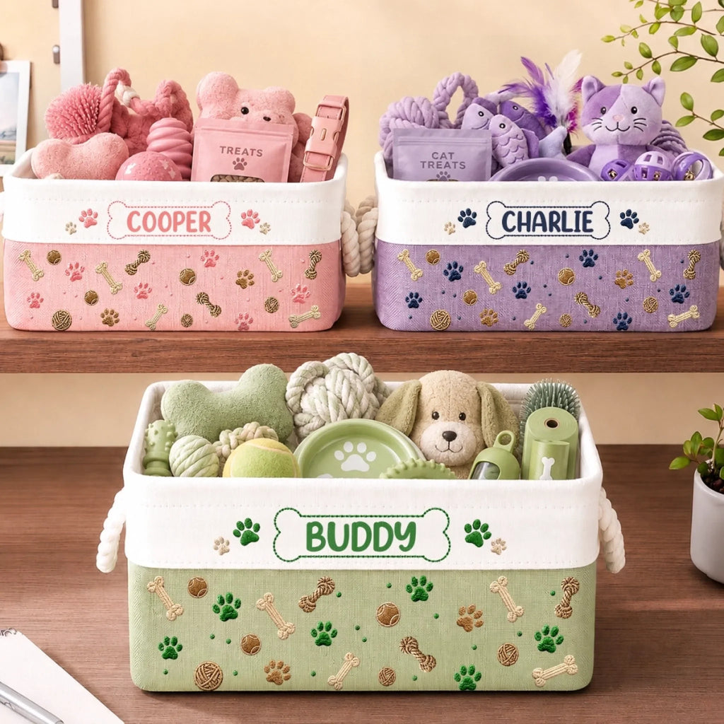 Custom Storage Basket - Personalized  Birthday Gifts For Dog Lovers, Dog Dad And Mom - My Best Friend Has Paws