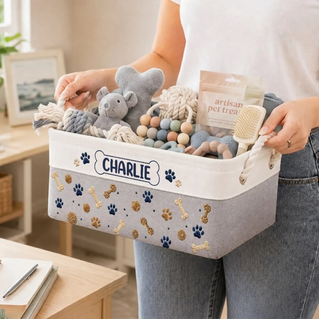 Custom Storage Basket - Personalized  Birthday Gifts For Dog Lovers, Dog Dad And Mom - My Best Friend Has Paws