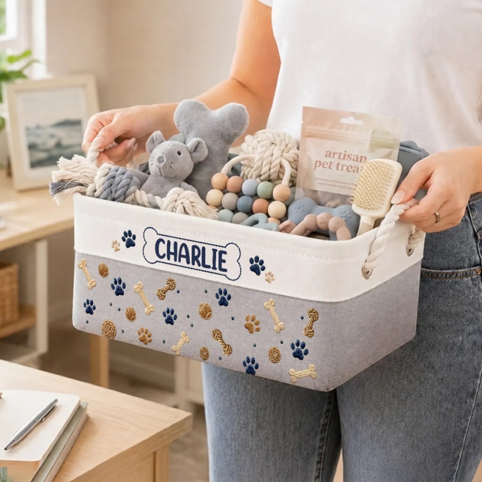 Custom Storage Basket - Personalized  Birthday Gifts For Dog Lovers, Dog Dad And Mom - My Best Friend Has Paws