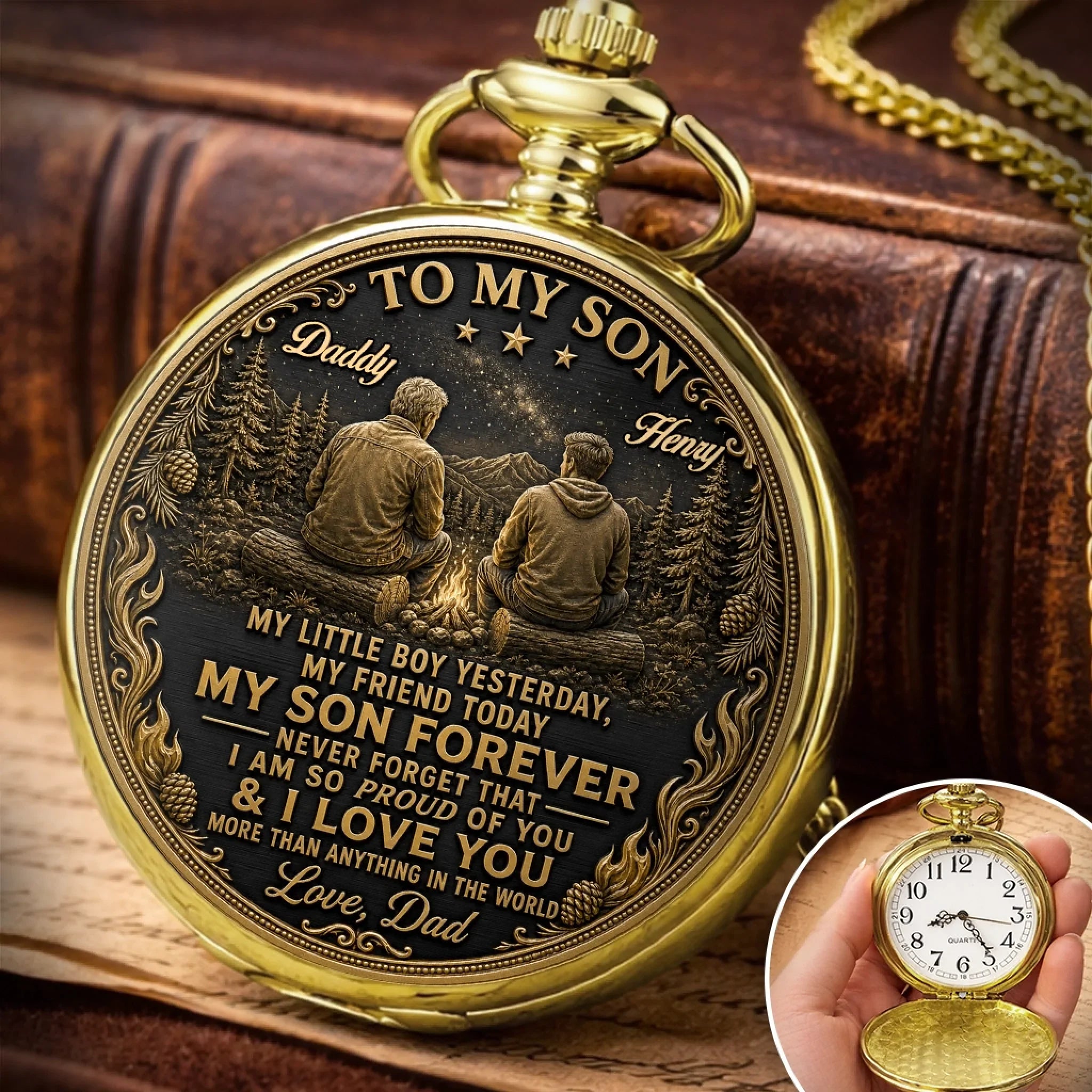Custom Pocket Watch - Personalized Birthday Gifts For Son - My Little Boy My Friend