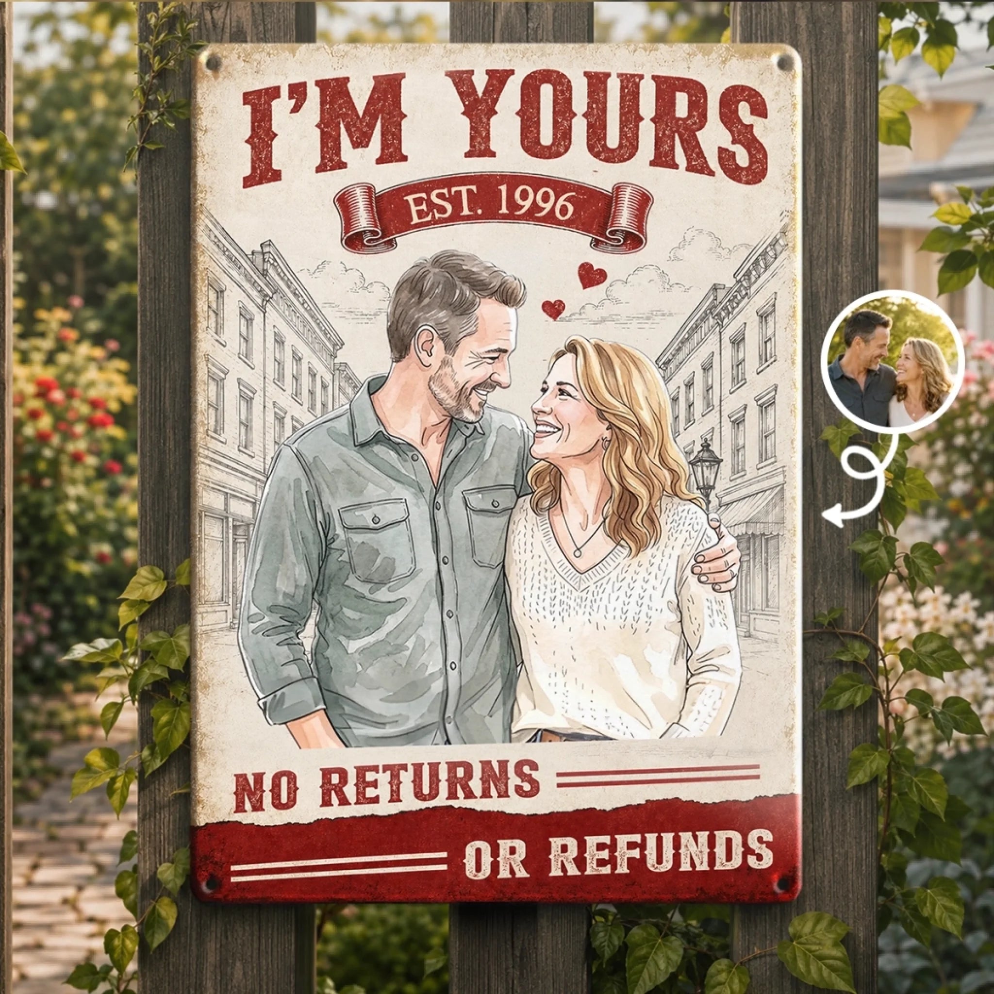 Custom Photo Home Decor Metal Sign - Personalized  Anniversary Wedding Gifts For Husband And Wife, Him And Her - You Are My Favorite Person