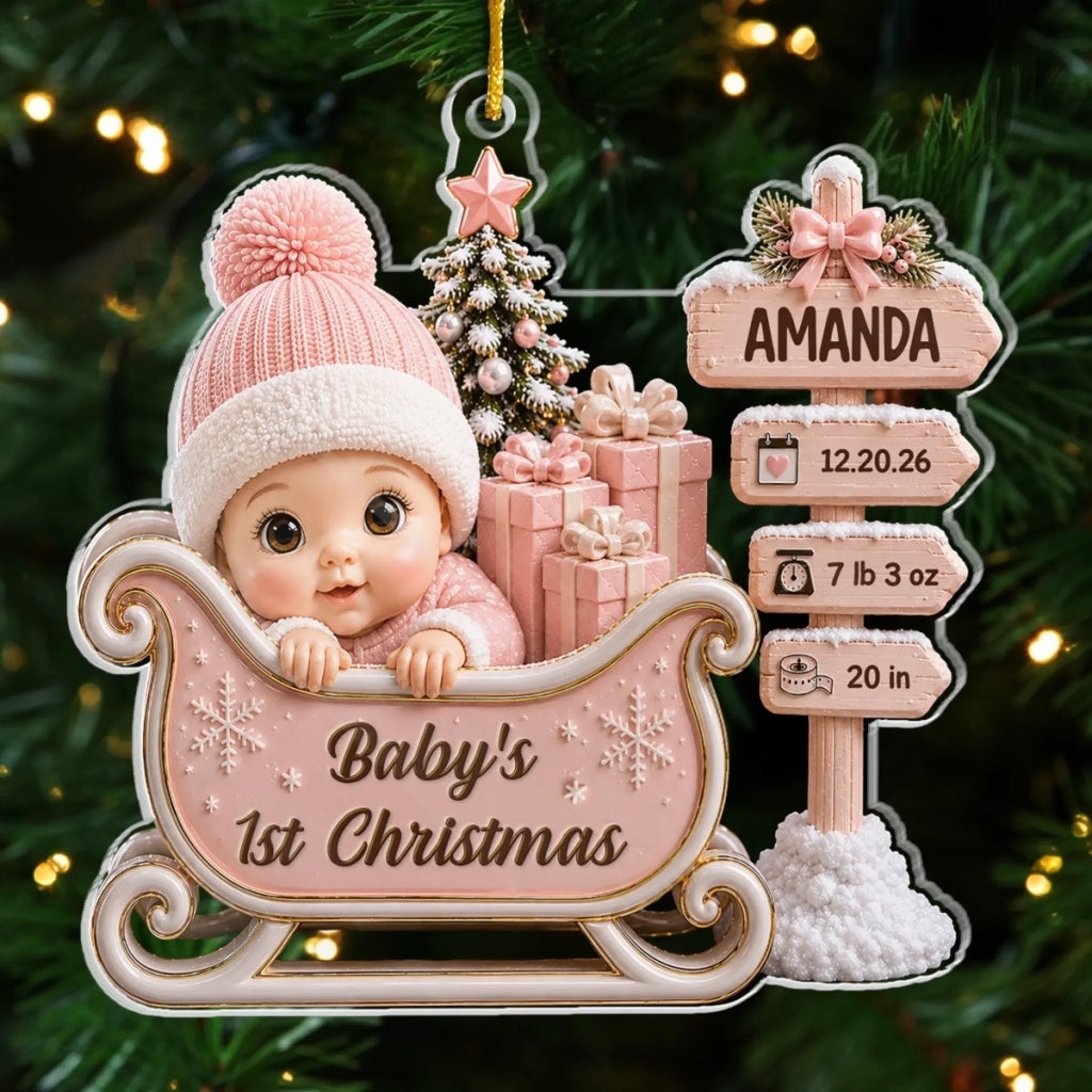 Custom First Christmas Acrylic Ornament - Personalized Baby Shower, Gender Reveal Gifts For New Moms, New Dads, New Parents - Santa's Cutest Little Passenger