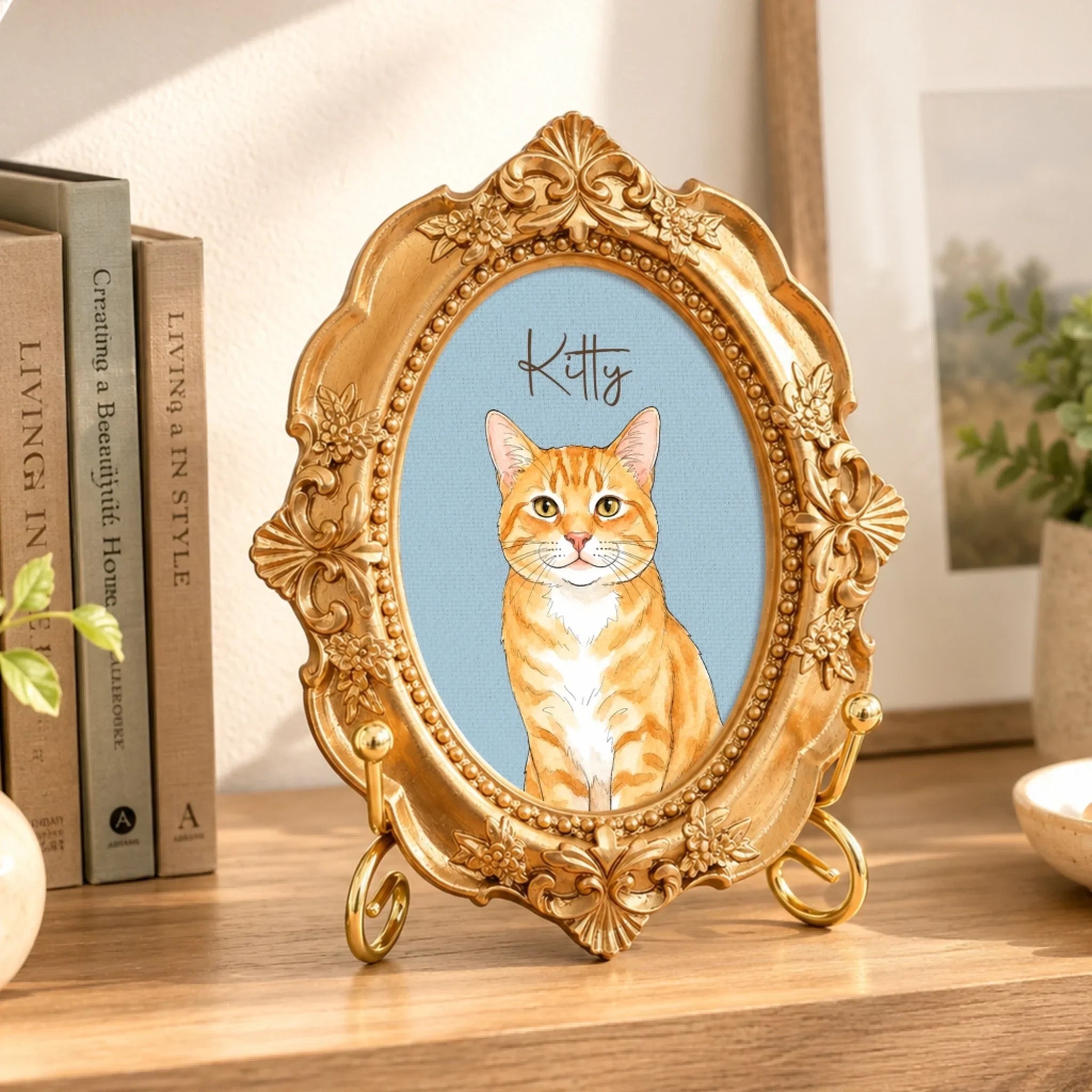 Custom Photo Ornate Mini Frame - Personalized Pet Memorial Sympathy Gifts For Dogs, Cats - Your Pawprints Remain