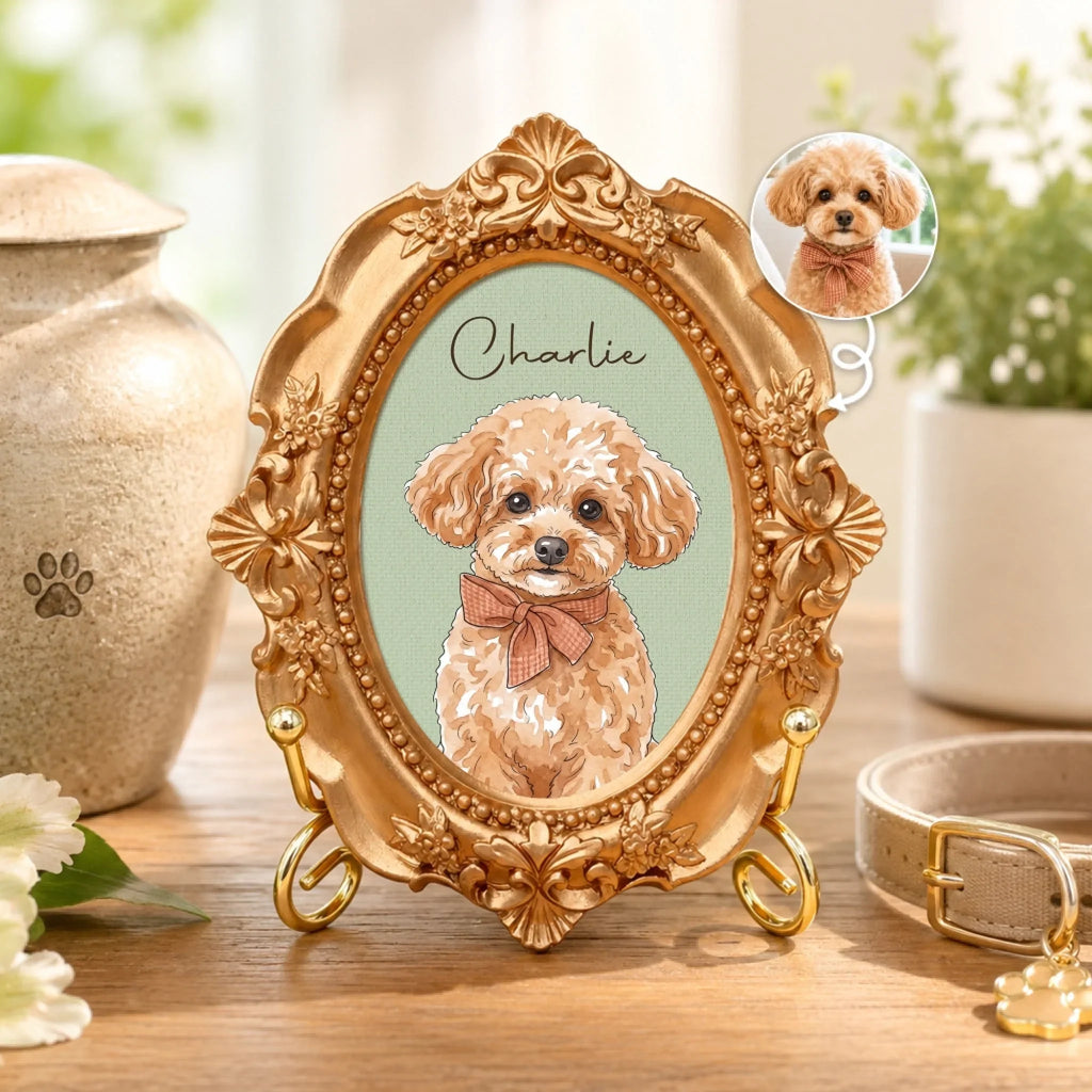 Custom Photo Ornate Mini Frame - Personalized Pet Memorial Sympathy Gifts For Dogs, Cats - Your Pawprints Remain