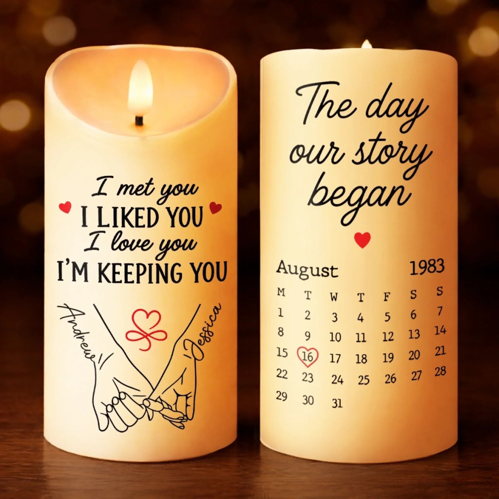 Custom LED Candle - Personalized Anniversary Wedding Gifts For Husband And Wife, Him And Her - Sweetest Anniversary Light