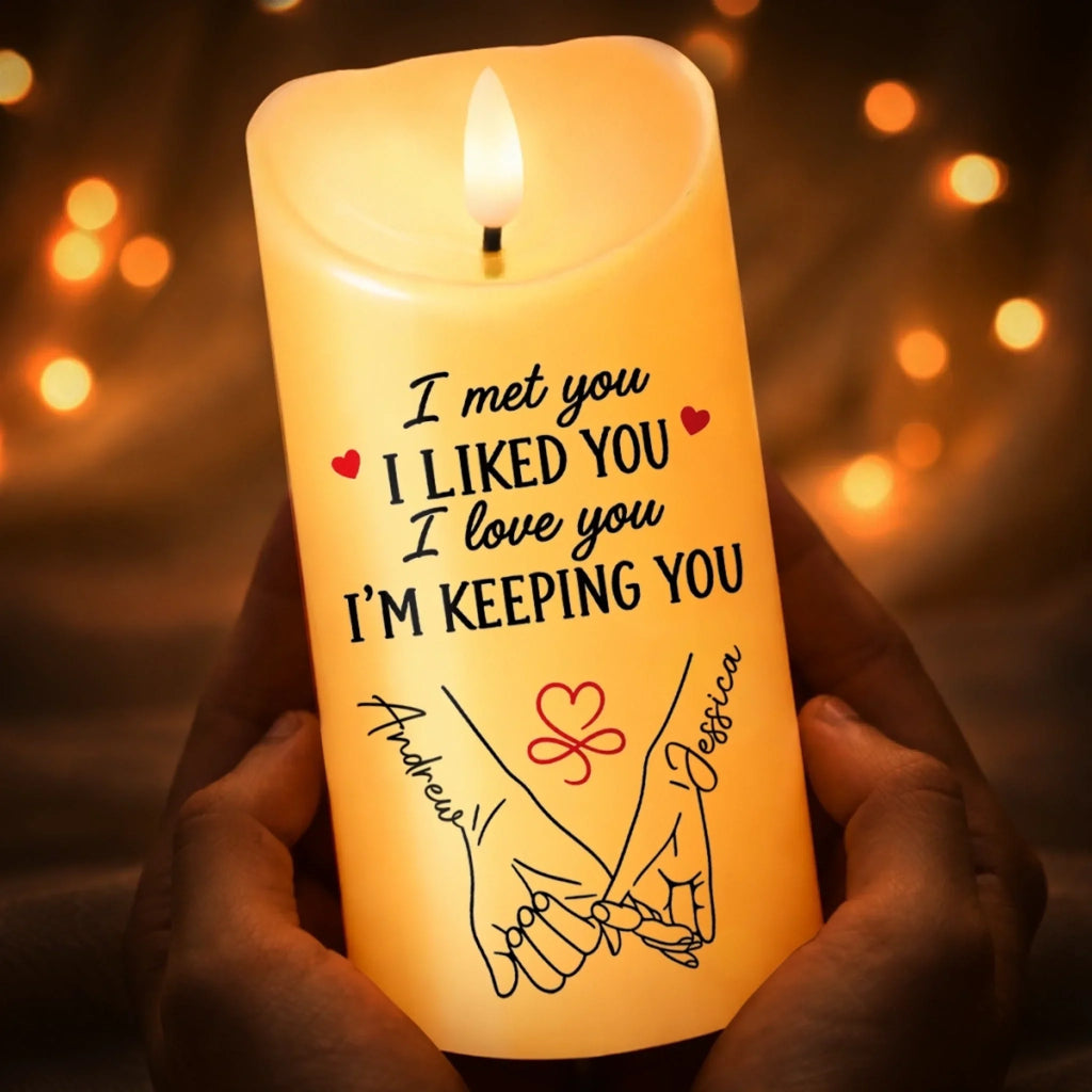 Custom LED Candle - Personalized Anniversary Wedding Gifts For Husband And Wife, Him And Her - Sweetest Anniversary Light
