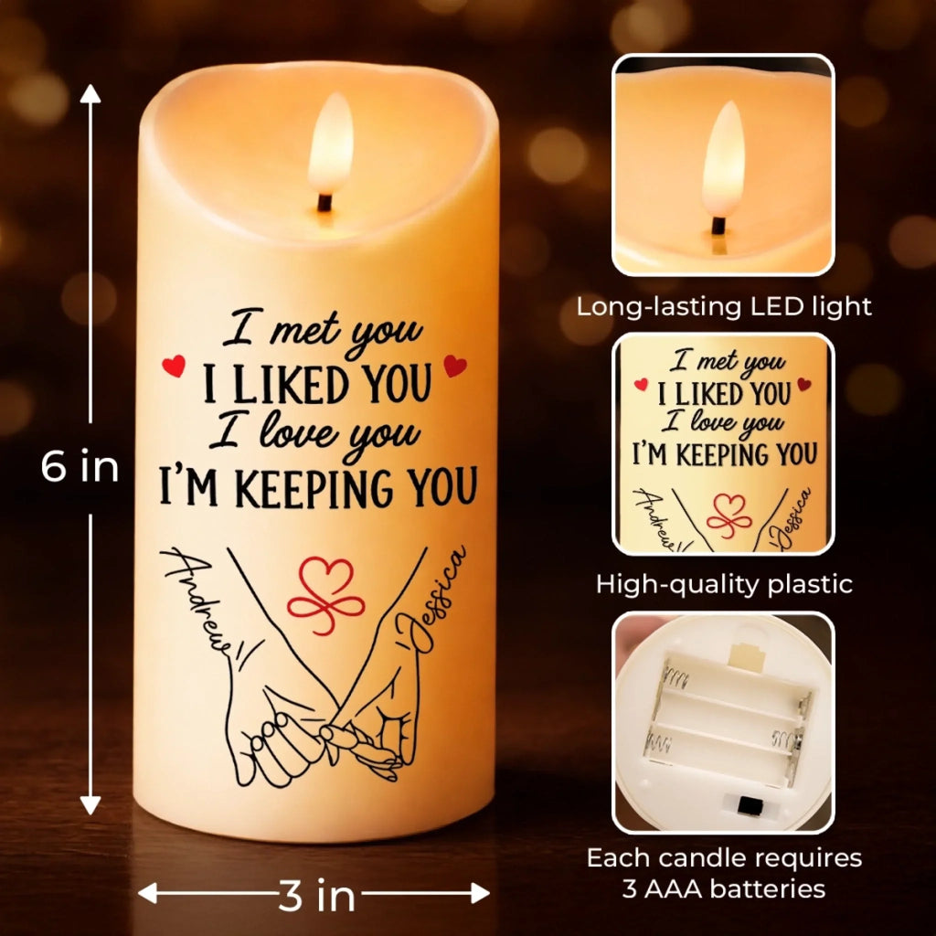 Custom LED Candle - Personalized Anniversary Wedding Gifts For Husband And Wife, Him And Her - Sweetest Anniversary Light