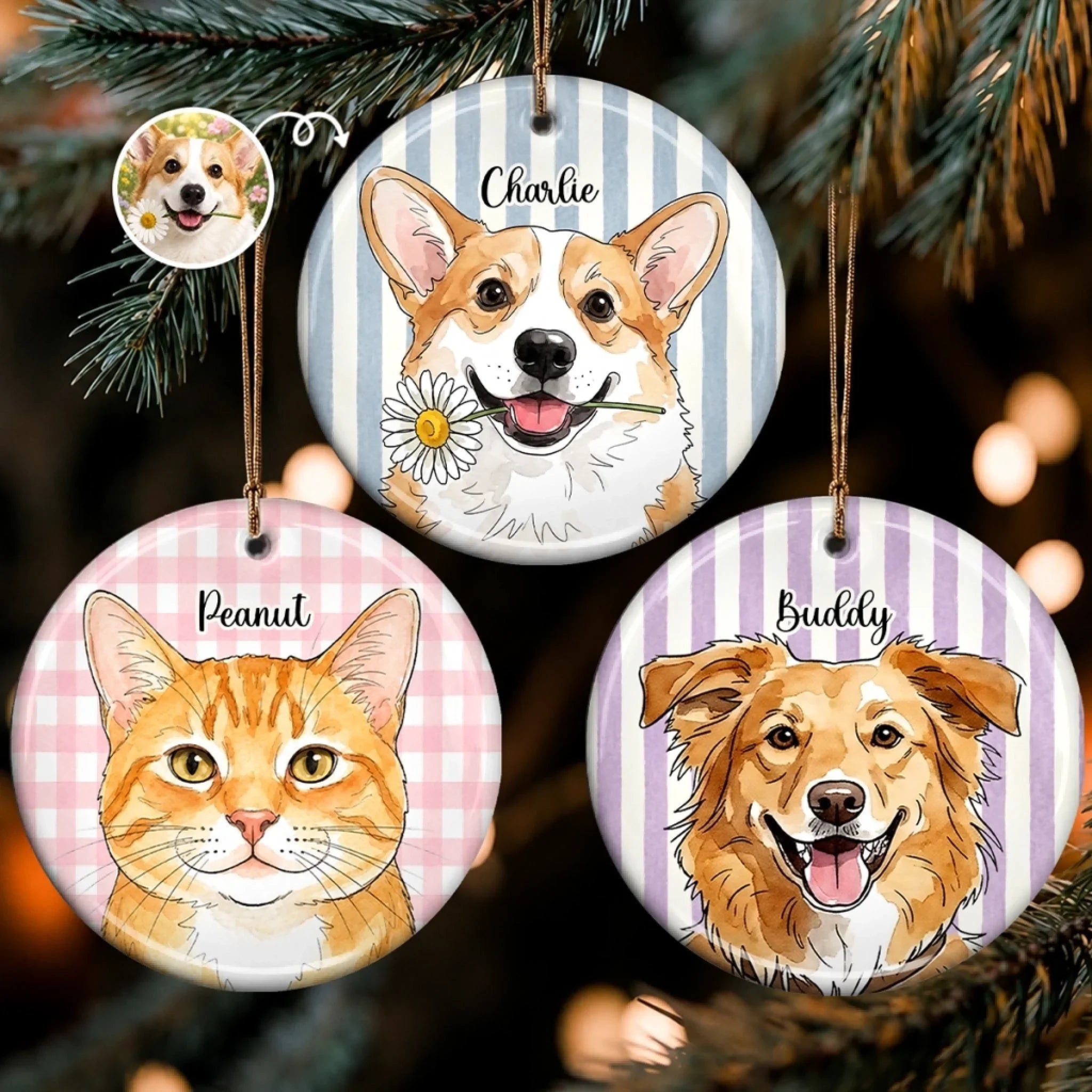Custom Photo Ceramic Ornament - Personalized Birthday Gifts For Dog Cat Lovers, Dog Dad And Mom, Cat Owners - Merry Christmas My Cute Friend
