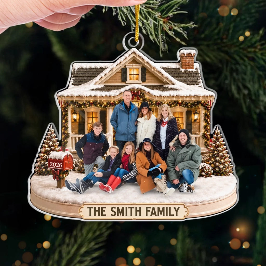Custom Photo Acrylic Ornament - Personalized Christmas Birthday Gifts For Mom, Dad, Brother, Sister - Warm Wishes From Our Family