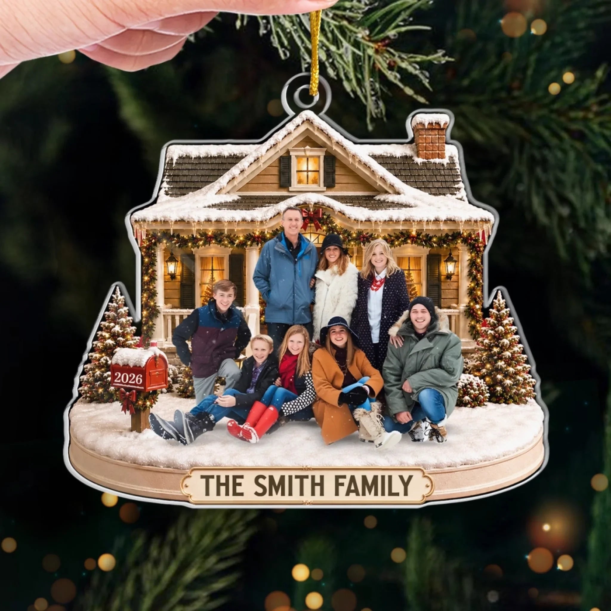 Custom Photo Acrylic Ornament - Personalized Christmas Birthday Gifts For Mom, Dad, Brother, Sister - Warm Wishes From Our Family