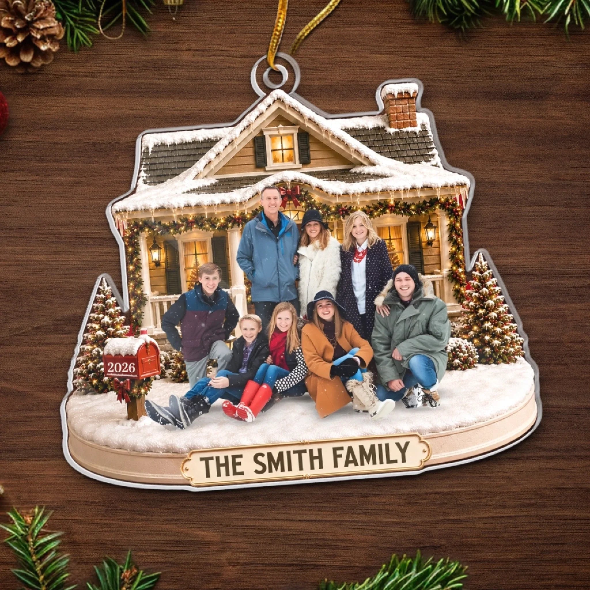 Custom Photo Acrylic Ornament - Personalized Christmas Birthday Gifts For Mom, Dad, Brother, Sister - Warm Wishes From Our Family
