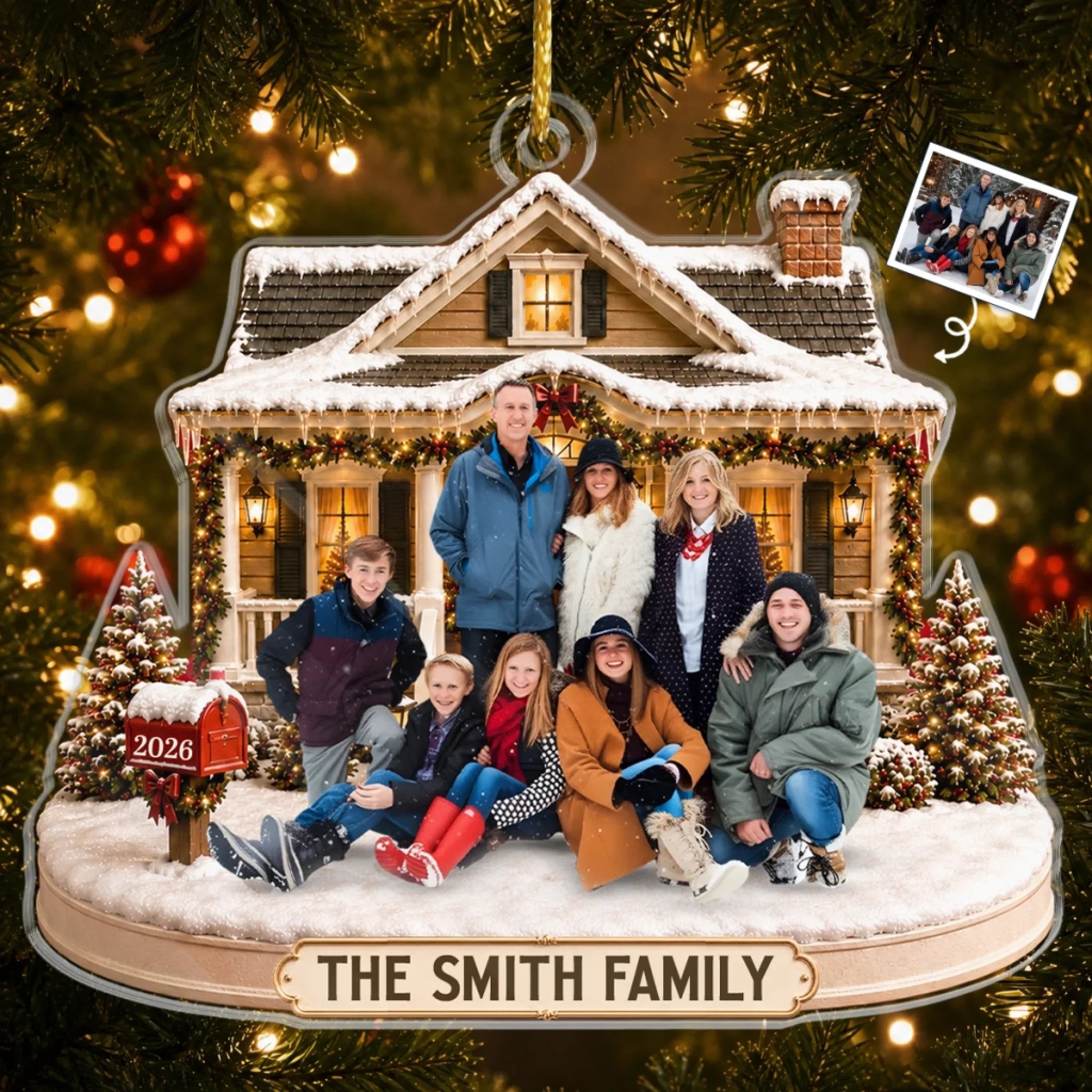 Custom Photo Acrylic Ornament - Personalized Christmas Birthday Gifts For Mom, Dad, Brother, Sister - Warm Wishes From Our Family