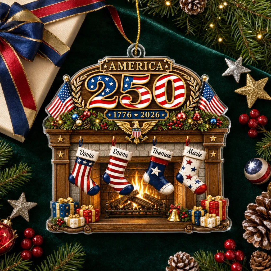 Custom Acrylic Ornament - Personalized America 250th Anniversary Christmas Gifts For Mom, Dad, Brother, Sister - Festive Patriotic Vibes