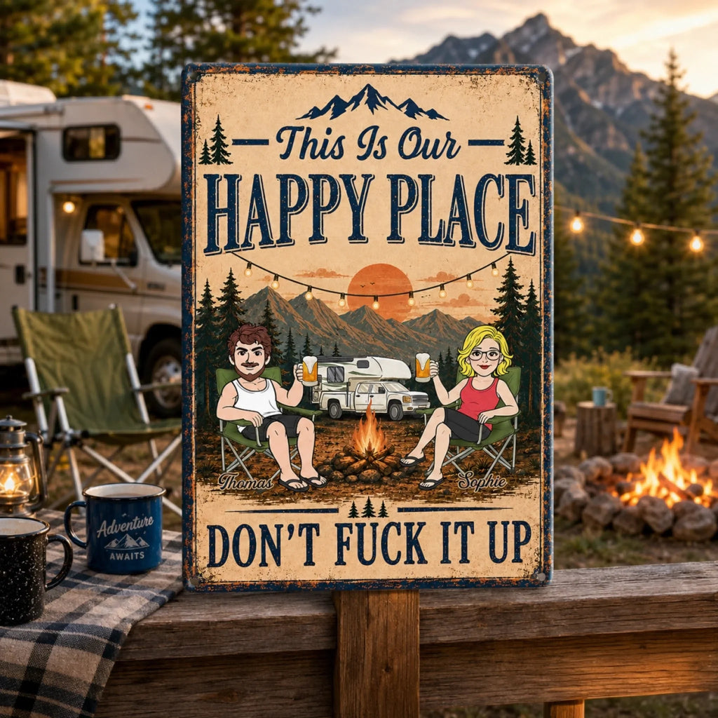 Custom Home Decor Metal Sign - Personalized Birthday Camping Gifts For Campers, Husband And Wife, Him And Her - Campsite, Best Side