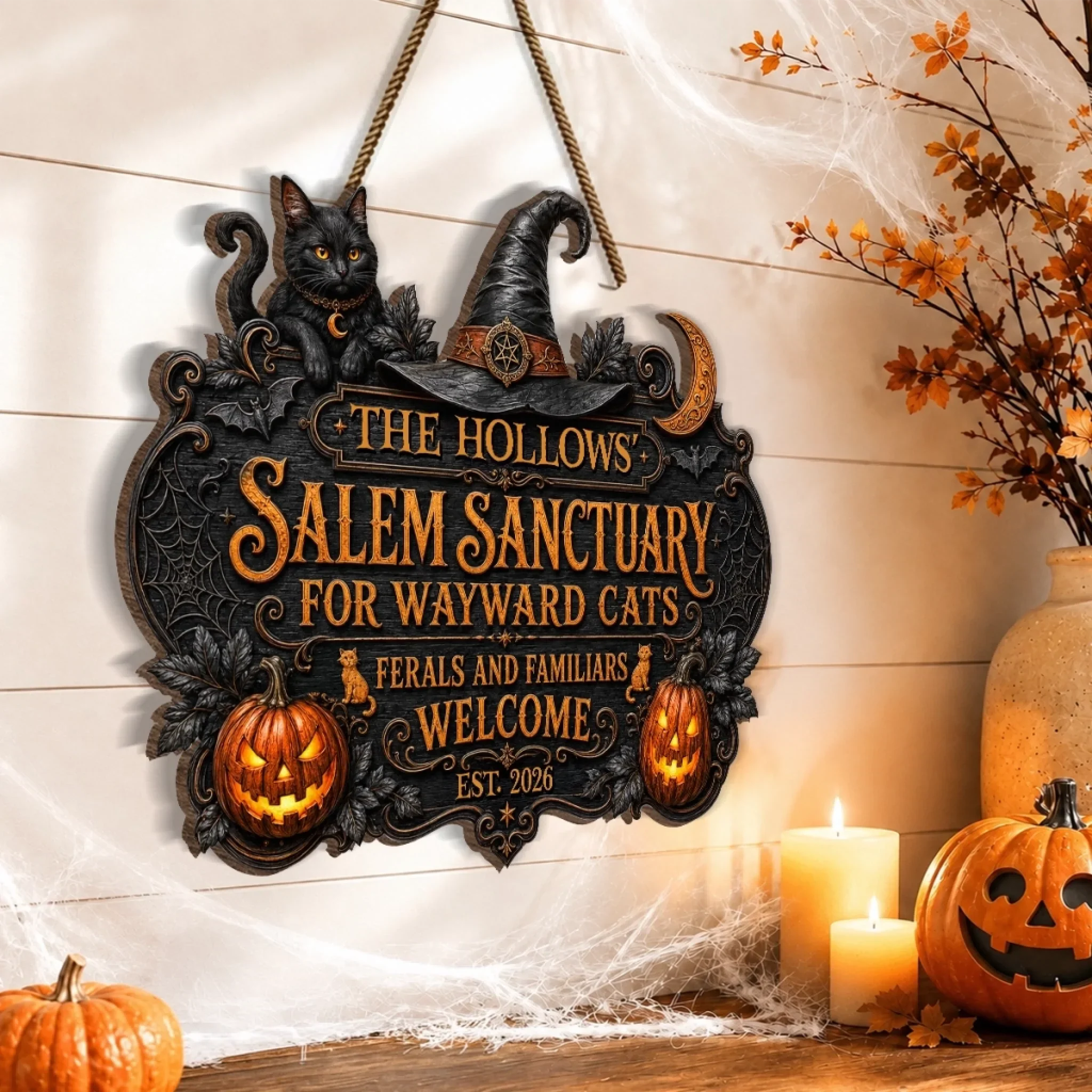 Custom Wood Sign -  Personalized Halloween Decor Birthday Gifts For Mom, Dad, Brother, Sister, Kids - Spooky Memories Together