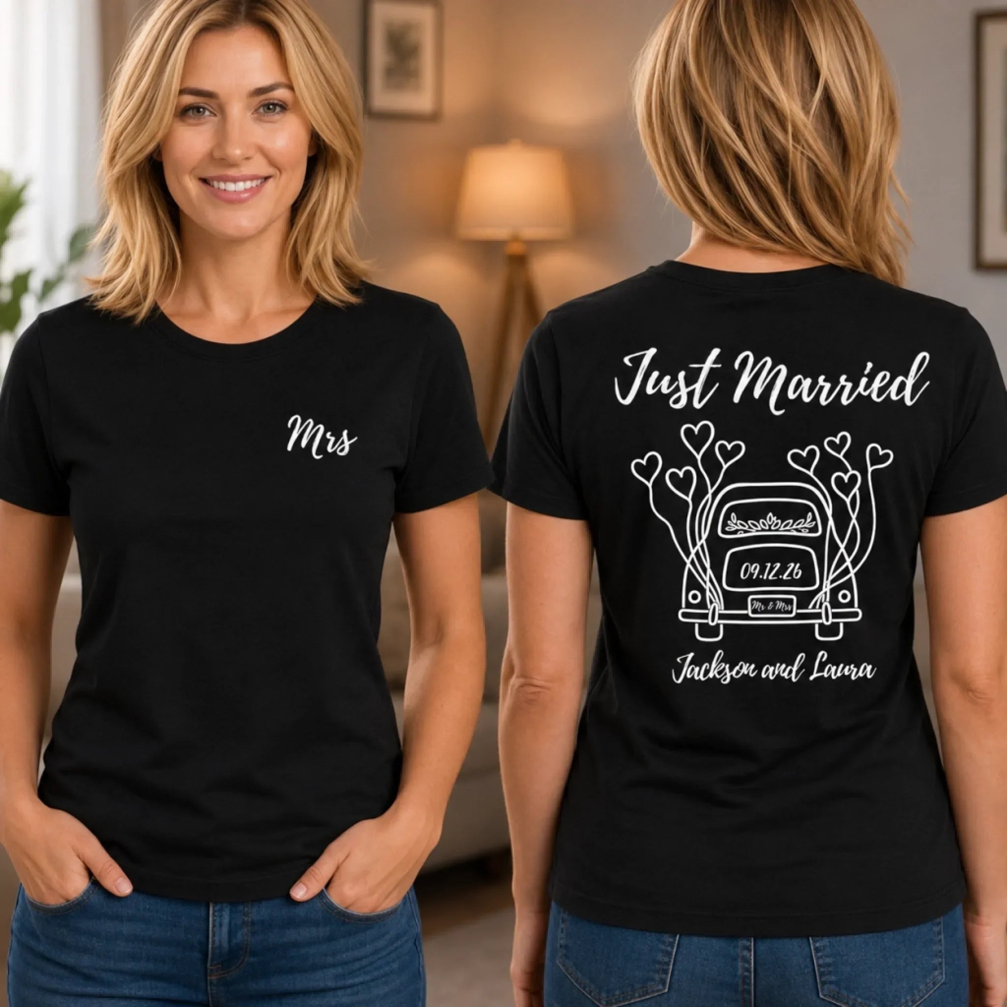 Custom T-shirt - Personalized Anniversary Wedding Gifts For Husband And Wife, Him And Her - Love On The Move