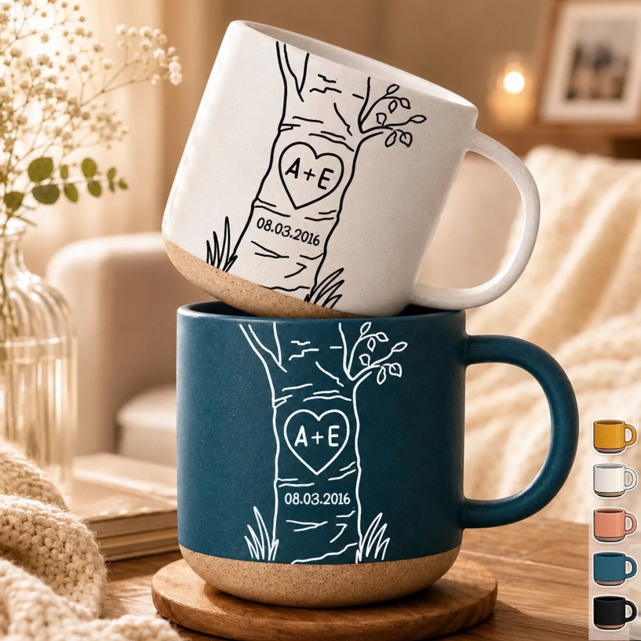 Custom Pottery Mug - Personalized Anniversary Wedding Gifts For Husband And Wife, Him And Her - Better Together Always