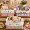 Custom Storage Basket - Personalized Birthday Gifts For Mom, Grandma - Blooming With Family Love