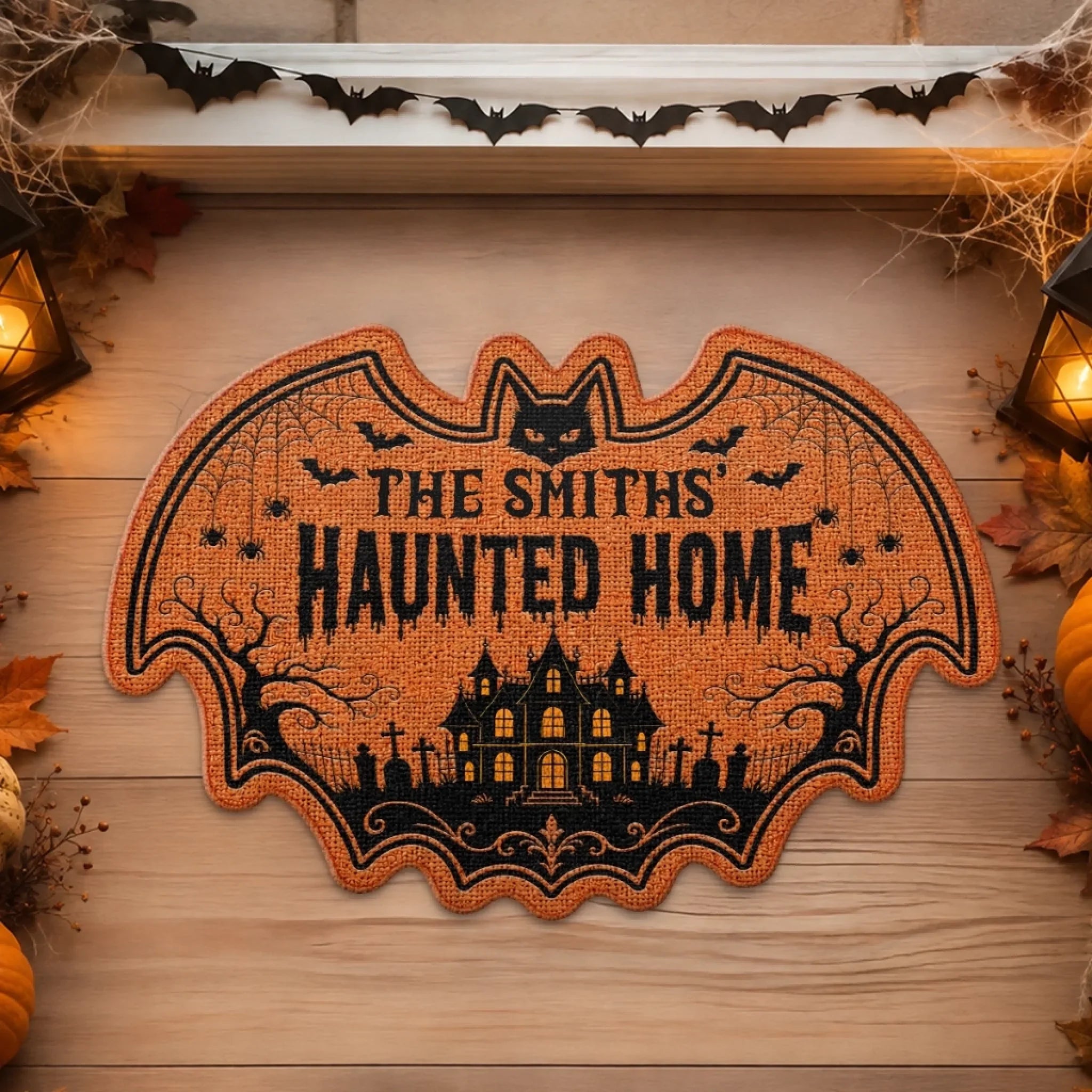 Custom Shaped Doormat - Personalized Halloween Decor Birthday Gifts For Mom, Dad, Brother, Sister, Kids - Spooky Nights Together