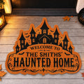 Custom Shaped Doormat - Personalized Halloween Decor Birthday Gifts For Mom, Dad, Brother, Sister, Kids - Haunted With Love