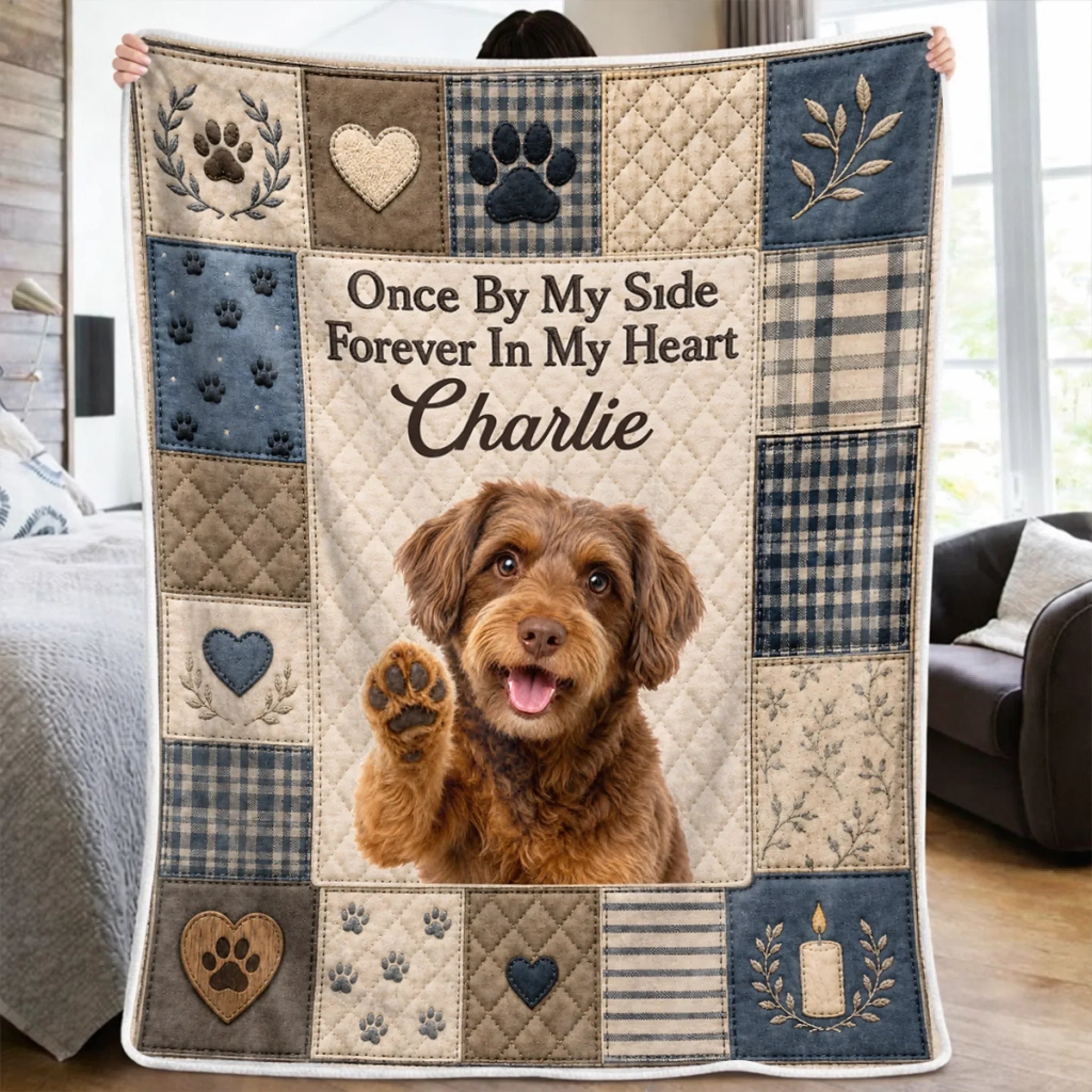 Custom Photo Blanket - Personalized Pet Memorial Sympathy Gifts For Dogs, Cats - Until We Meet Again My Friend