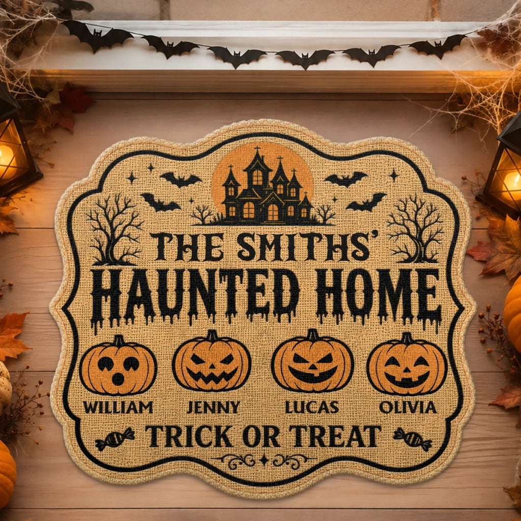 Custom Pumpkin Shaped Doormat - Personalized Halloween Decor Birthday Gifts For Mom, Dad, Brother, Sister, Kids - Pumpkins Smiles Memories