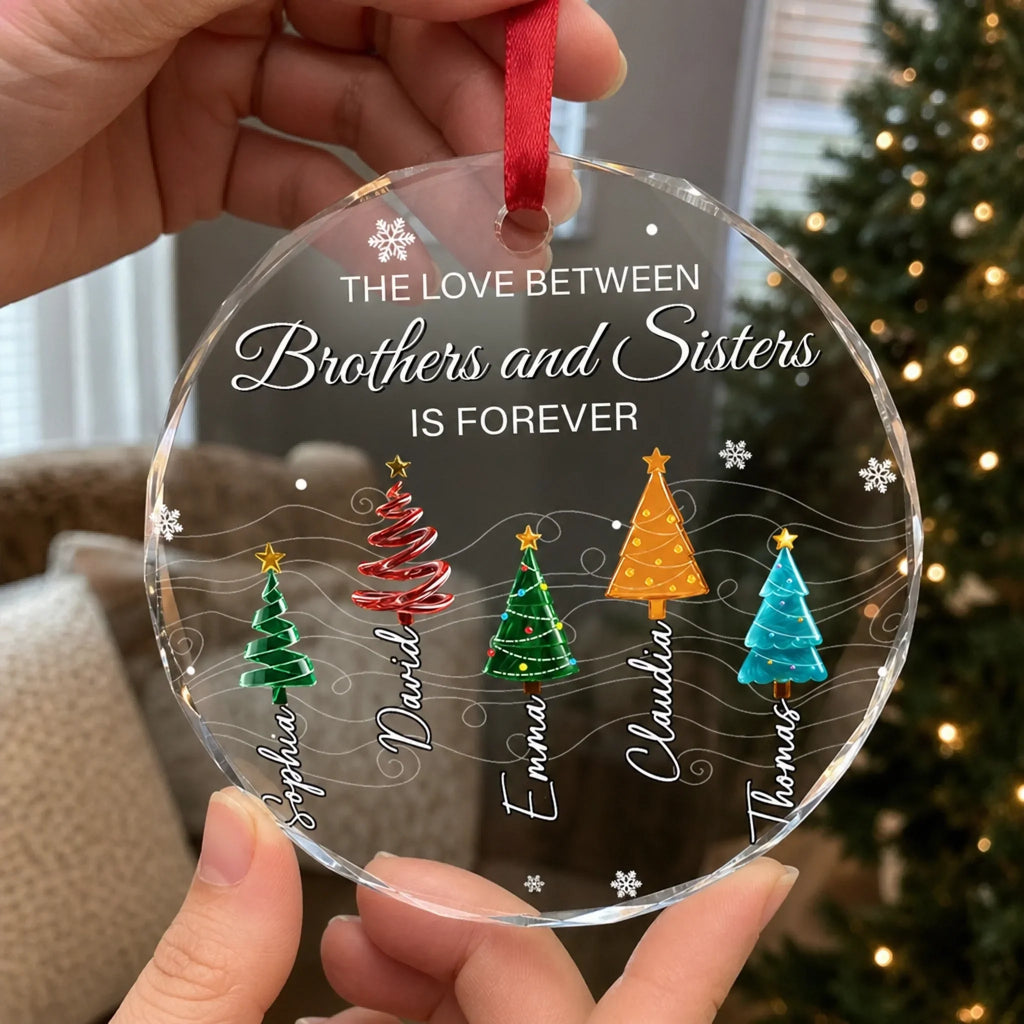 Custom Circle Glass Ornament - Personalized Christmas Birthday Gifts For Mom, Dad, Brother, Sister - Our Little Beloved Christmas