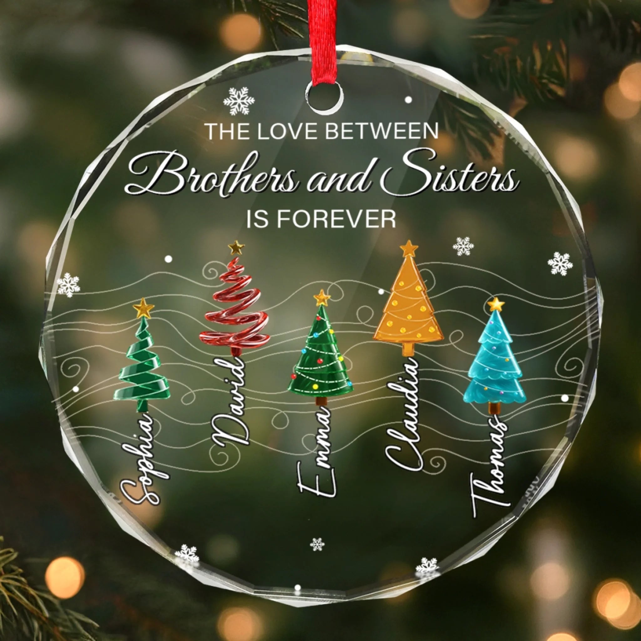 Custom Circle Glass Ornament - Personalized Christmas Birthday Gifts For Mom, Dad, Brother, Sister - Our Little Beloved Christmas