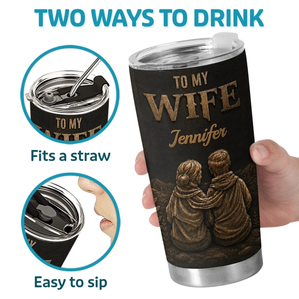 Custom Tumbler - Personalized Anniversary Wedding Gifts For Husband And Wife, Him And Her - My queen, Forever And Always
