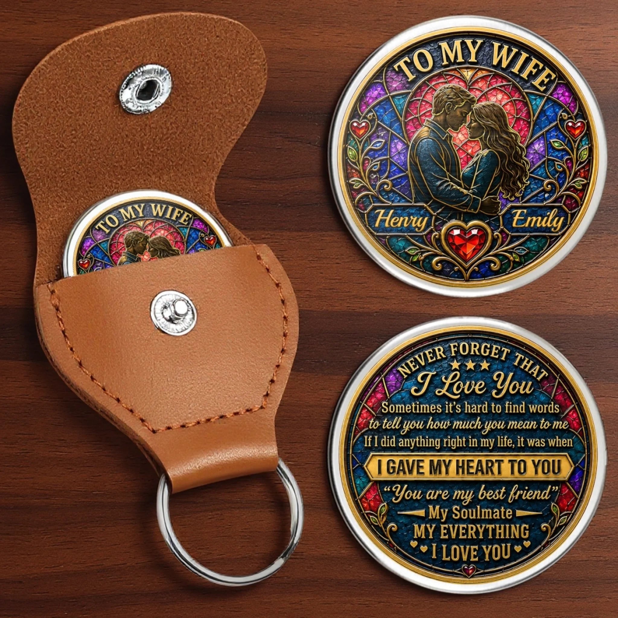 Custom Pocket Hug - Personalized Anniversary Wedding Gifts For Husband And Wife, Him And Her - A Token Of Us