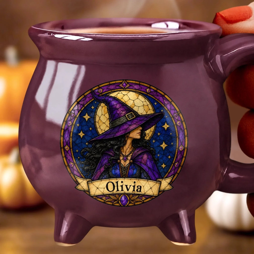 Custom Witchy Cauldron Coffee Mug - Personalized Halloween Gifts For Witch, Wife, Daughter, Besties, Sisters, Granddaughter, Grandma, Mom, Yourself - Moonlit Witch Vibes