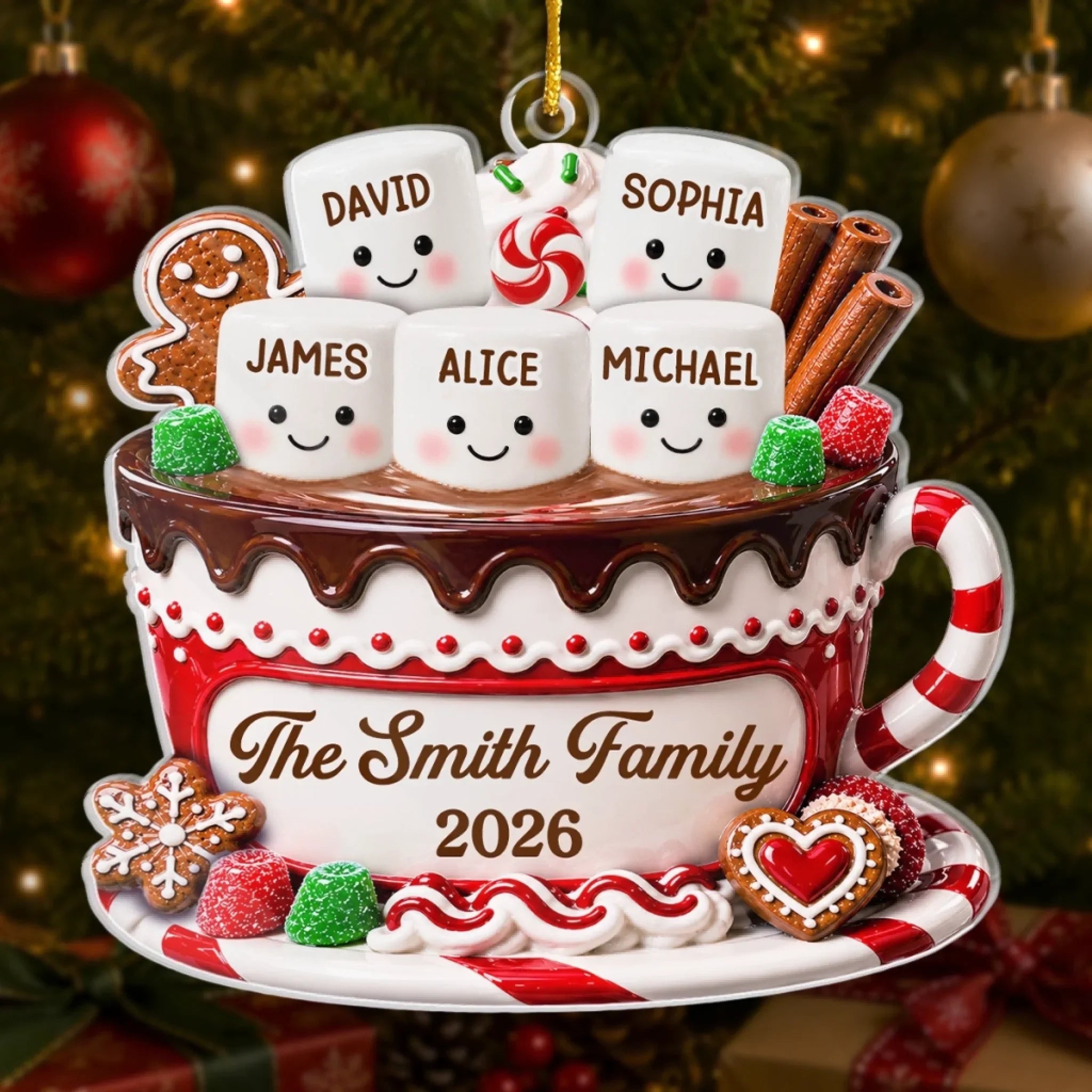 Custom Acrylic Ornament - Personalized Christmas Birthday Gifts For Mom, Dad, Brother, Sister - Warm Wishes From Our Family