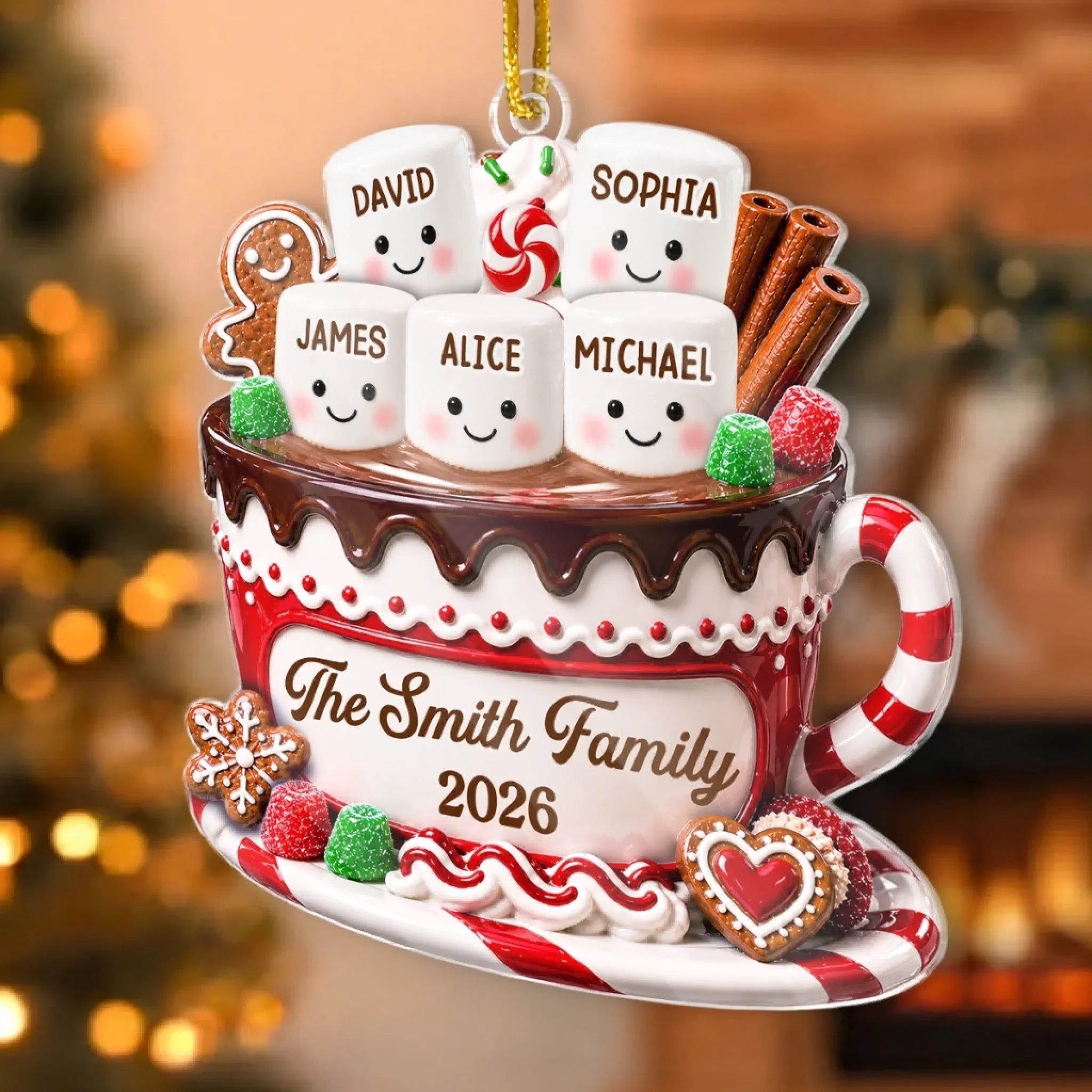 Custom Acrylic Ornament - Personalized Christmas Birthday Gifts For Mom, Dad, Brother, Sister - Warm Wishes From Our Family