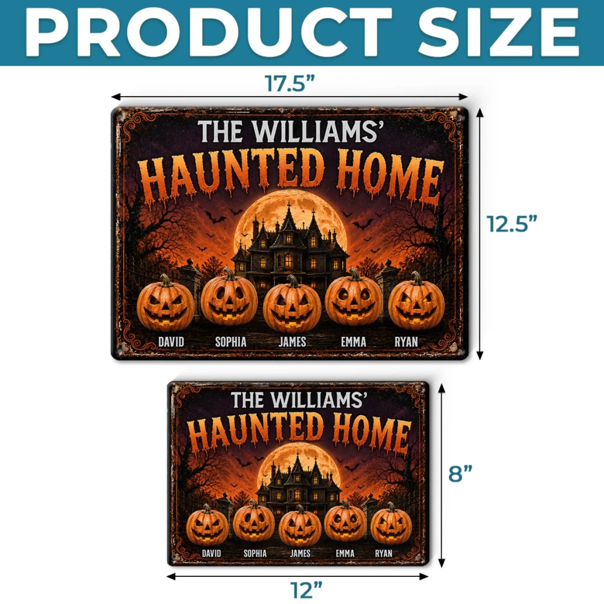 Custom Pumpkin Home Decor Metal Sign - Personalized Halloween Birthday Gifts For For Mom, Dad, Brother, Sister - Making Memories One Scare Away