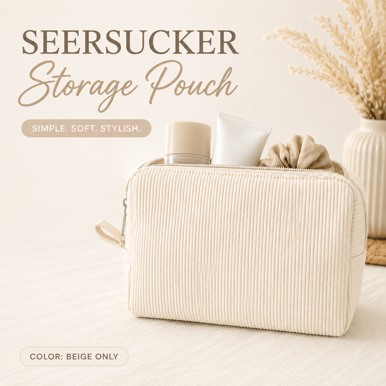 Seersucker Storage Pouch
